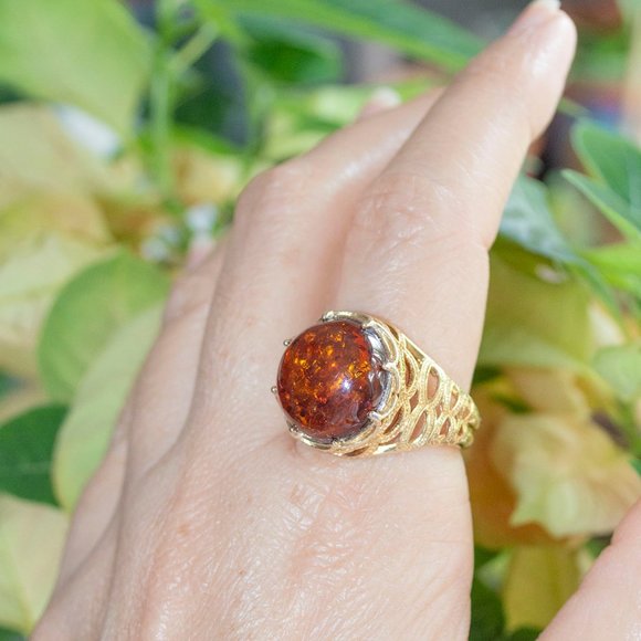 Authentic Baltic Amber Statement Ring - Picture 5 of 6